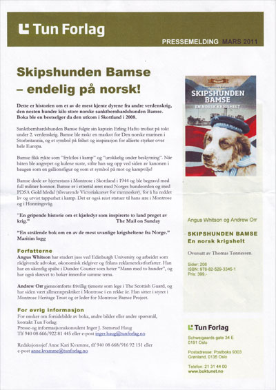 Bamse Norway Press Release